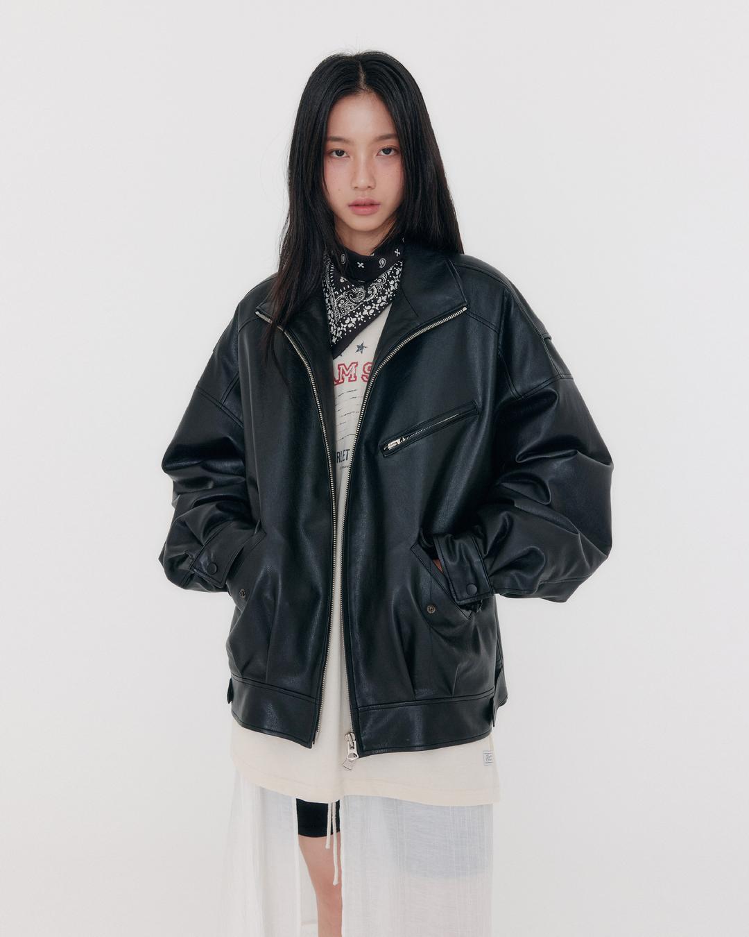 Black Faux-Leather Jacket