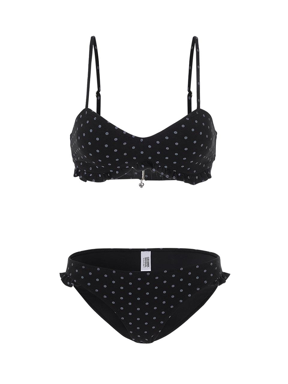 DOT FRILL BIKINI SET_BLACK