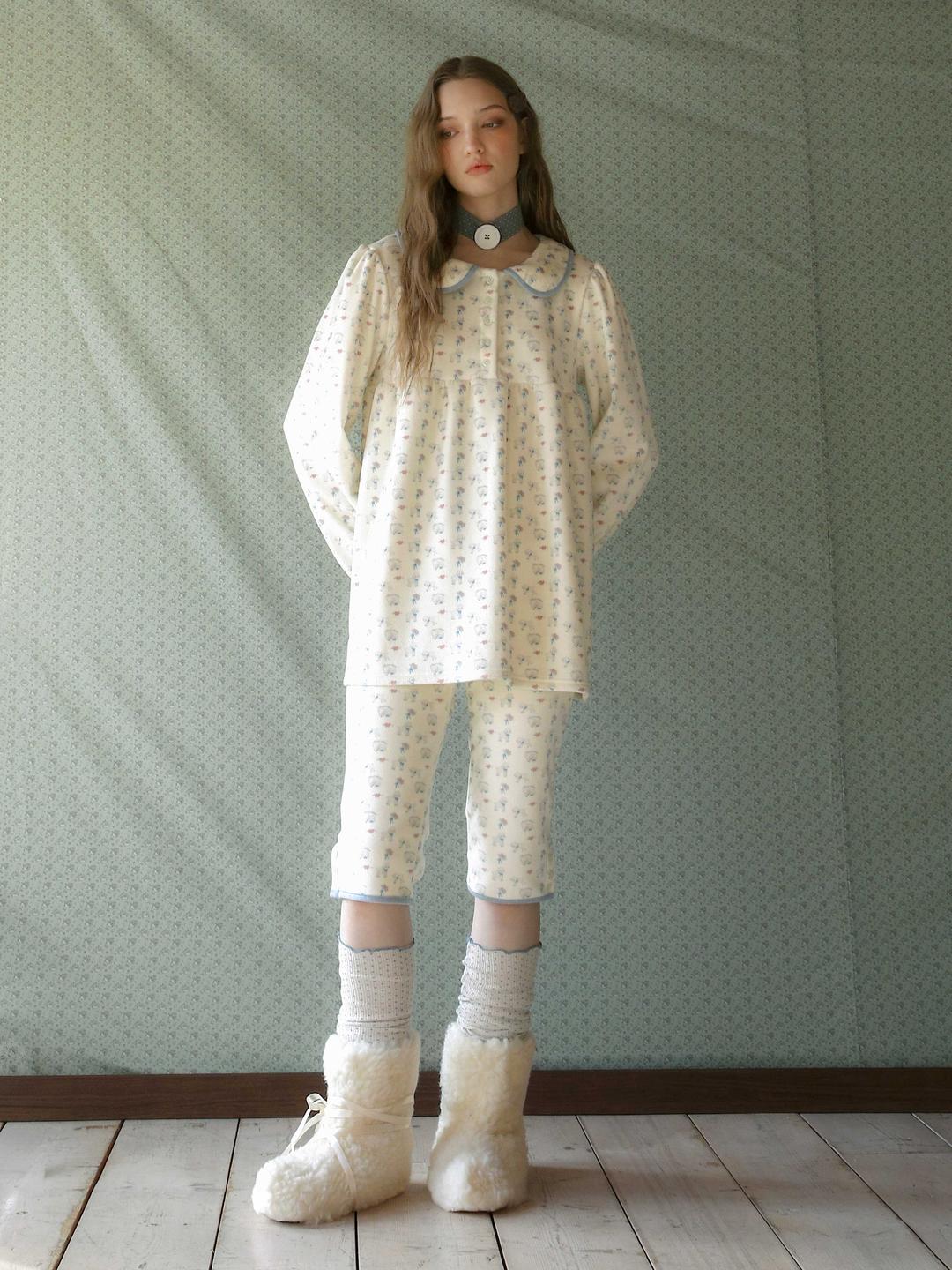 Zzz Baby Sheeps Pajama Crop Pants Ivory