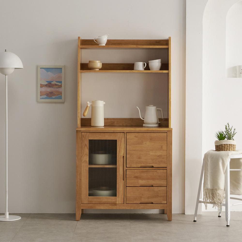 [데코라인] 홀튼 원목 주방 선반 수납장 830 + 상부장