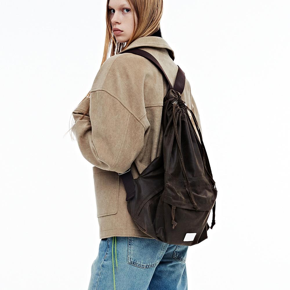 VINTAGE DRAWSTRING BACKPACK - BROWN