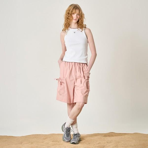 Ribbon Cargo Bermuda Pants_Light Pink