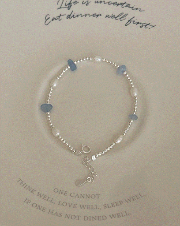 모어딘므 [silver925] 아쿠아마린 진주 팔찌
