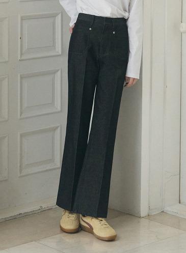 논 페이드 데님 슬랙스 [BLACK]