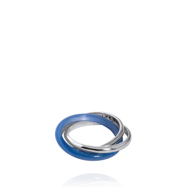 CROSSED BLUE  CHALCEDONY RING