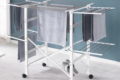 브리즈 접이식 튼튼한건조대 이동식 빨래건조대 라지 화이트 블랙