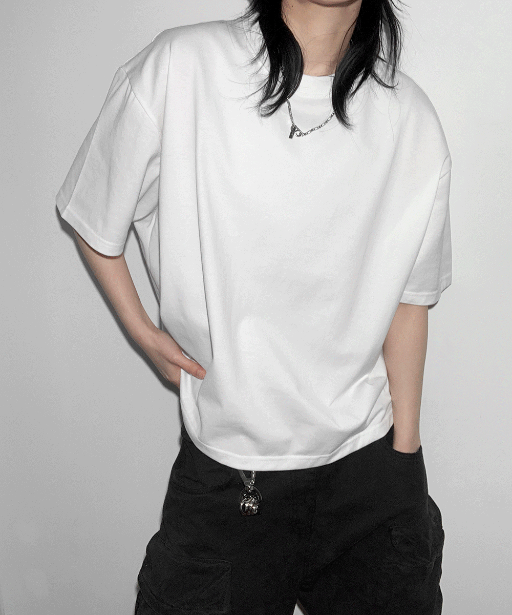 [UNISEX/개인소장] 웨이 오버핏 크롭 반팔 티 (3 Color)