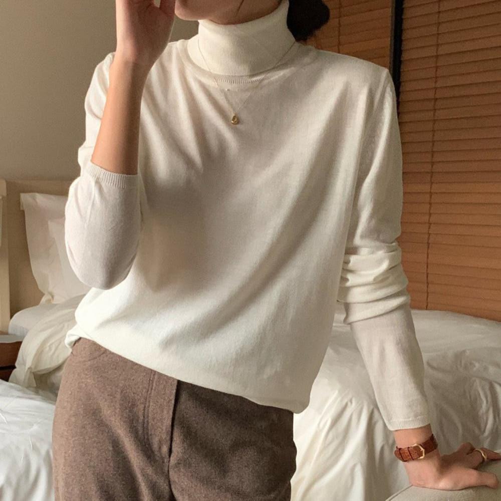 모아니 블랭 터틀넥 니트 여자 부드러운 폴라 nt