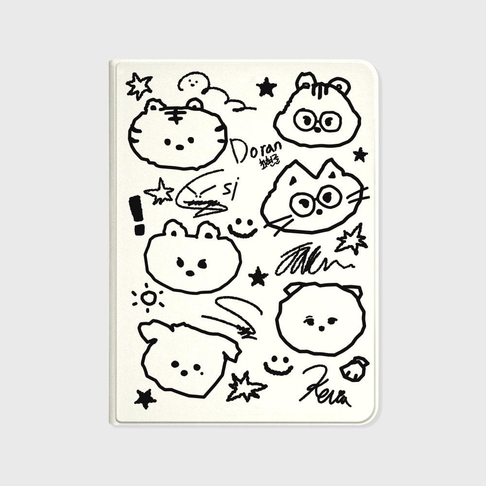[어프어프XT1]DOODLE SQUAD IVORY(아이패드-커버)