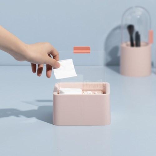 화장대 화장솜 면봉 덮개형 수납정리함 케이스 3color