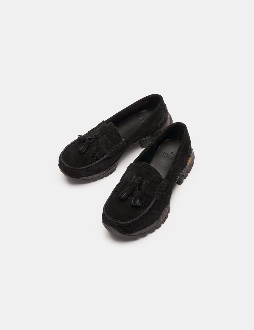 Suede Tassel Loafer (Black)