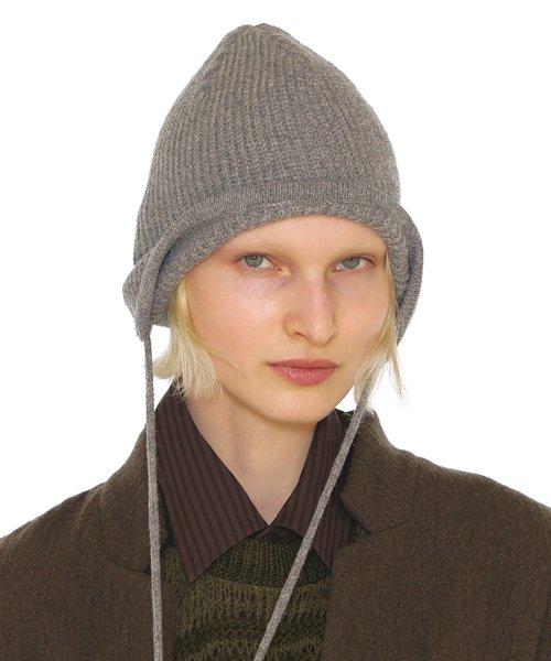 언더컨트롤 스튜디오(UNDERCONTROL STUDIO)  STRING EAR FLAP BEANIE / CASH MIX / RIB / LT GREY - 사이즈 & 후기 | 무신사