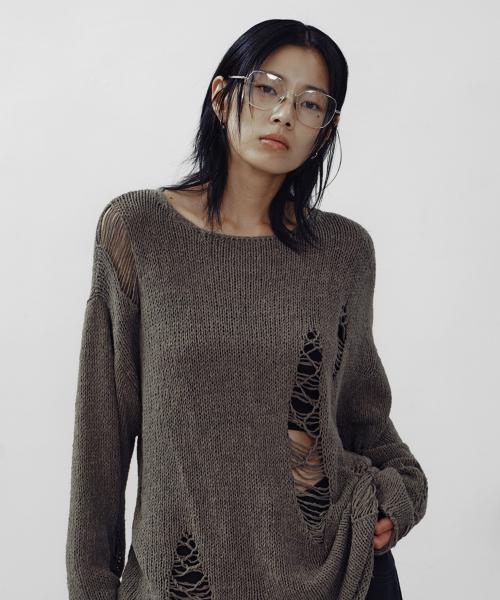 엔써이즈예스(ANSWER IS YES)  Loose drop label knit - 사이즈 & 후기 | 무신사