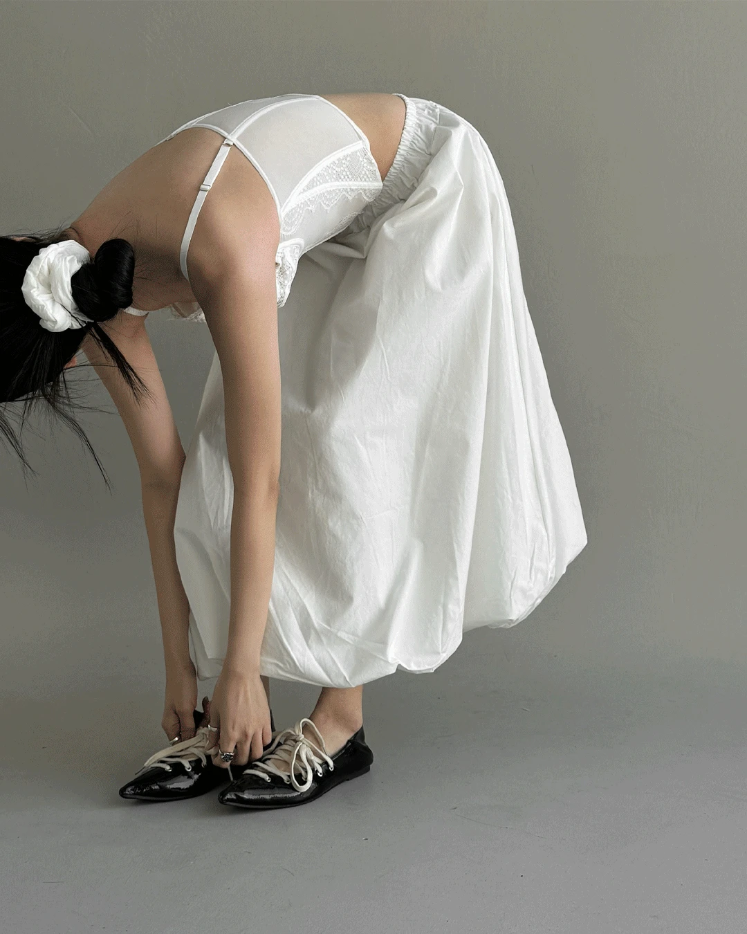 롱 펌킨 스커트