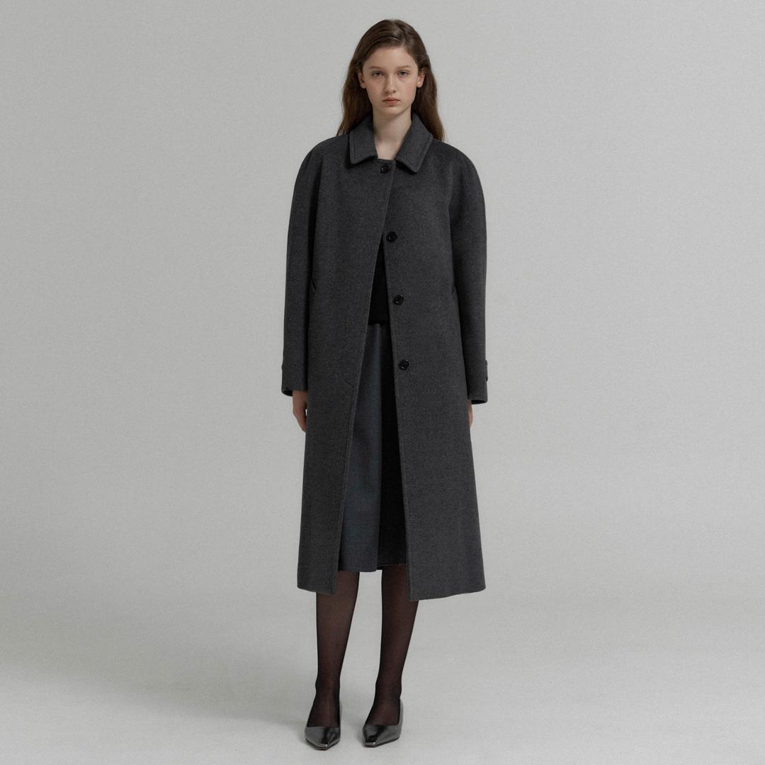 Cashmere balmacaan Coat (Charcoal)