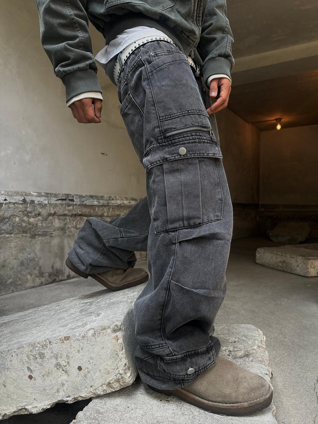 Double zipper cargo jean(2Color)