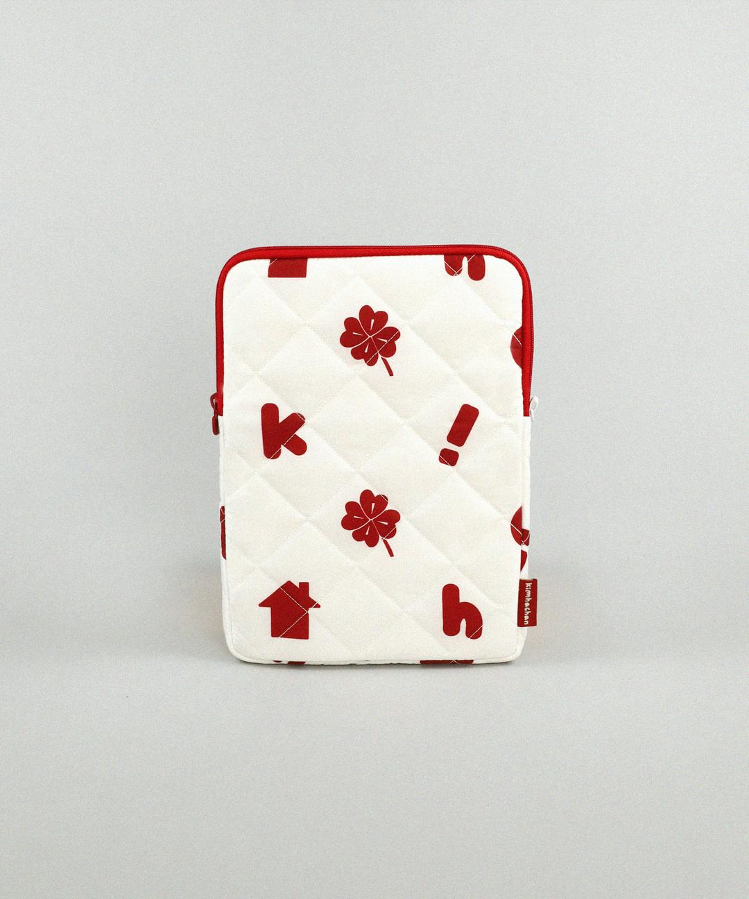 [11inch] 패디드 럭키홈 아이패드 파우치 - 화이트