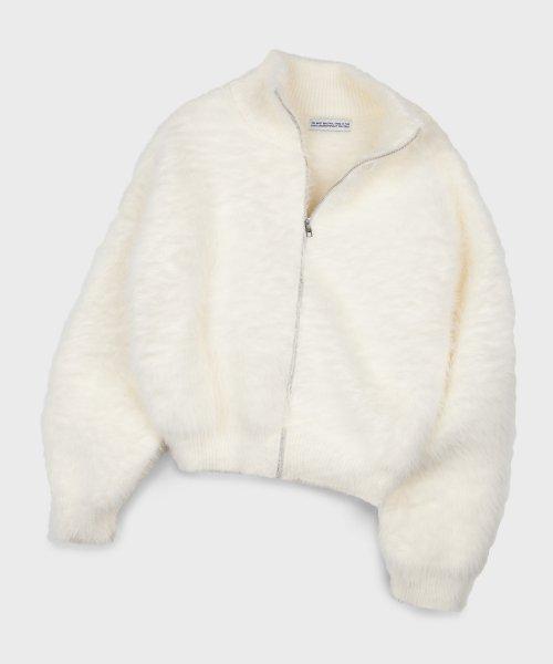 소프트 앙고라 베이직 하프넥 집업 니트 가디건 [화이트]