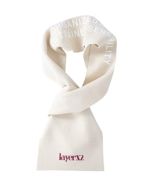 LayerX2 print half wool muffler ivory