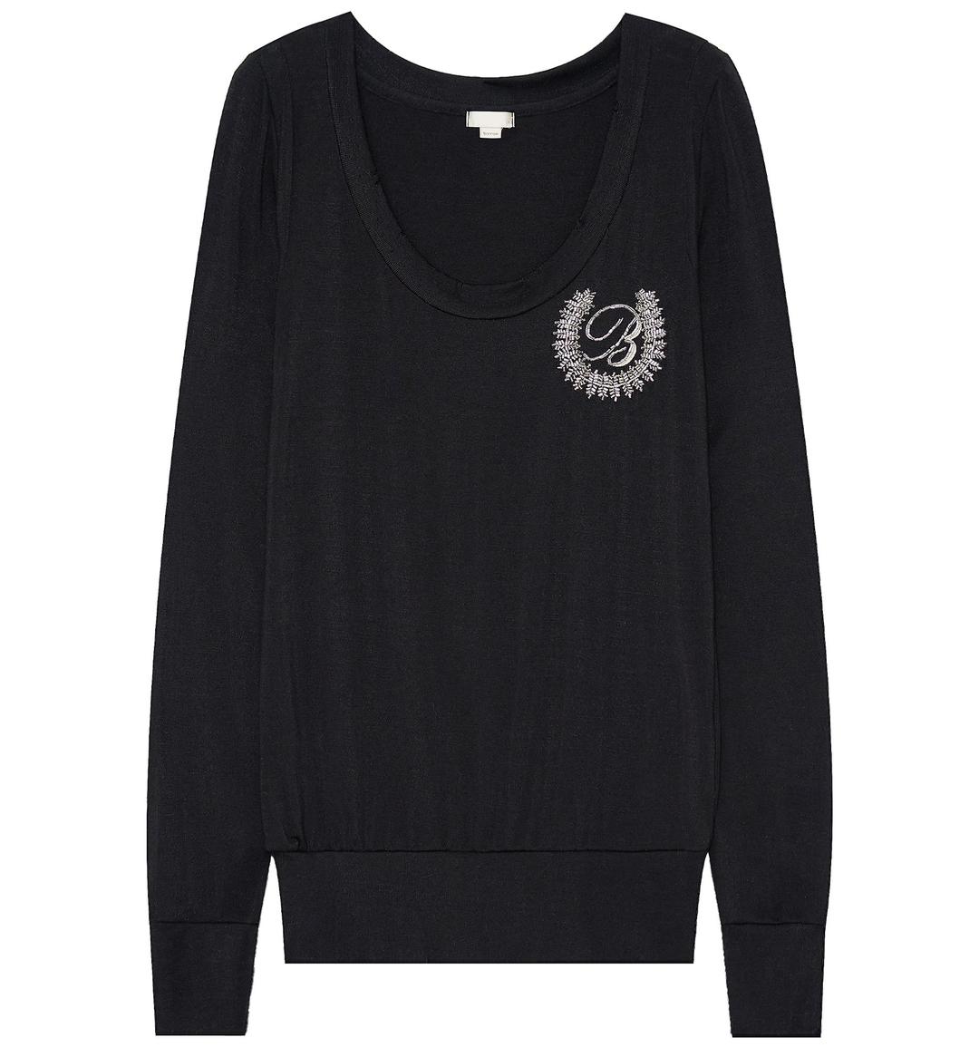 Beaded plunge neck top (Black)