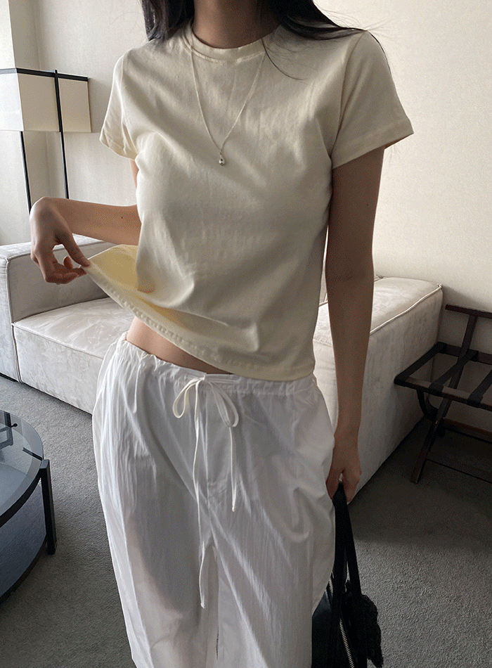 [1+1] 스판 슬림 캡소매 반팔티