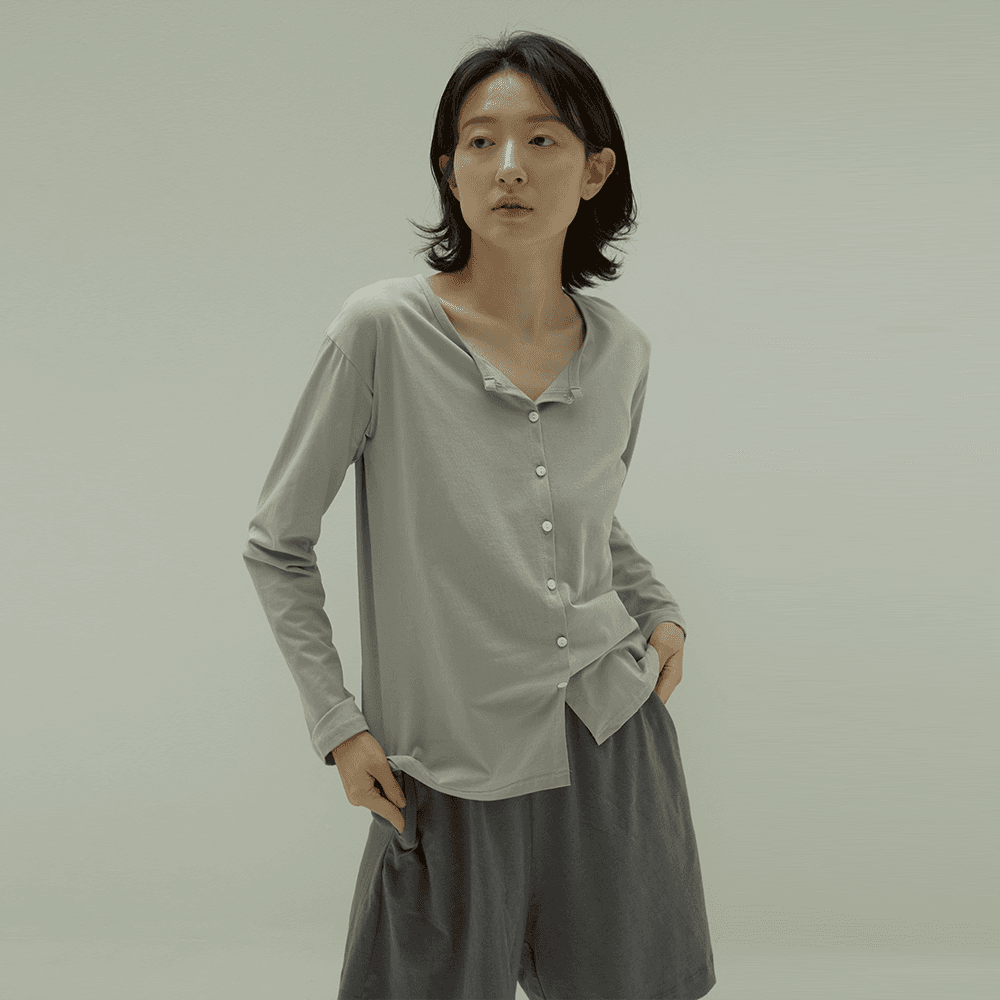 NATURAL DYEING CARDIGAN RIVERA_ FOG LAVENDER