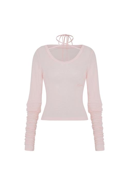 WING SHIRRING TOP pink