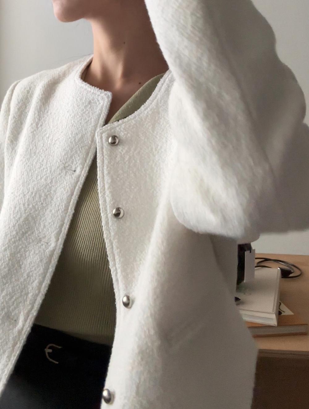 오브이베브 Koi wool jacket (울30% 트위드 자켓)가을/겨울/겨울트위드자켓/셋업자켓/노카라/자켓/하객룩/출근룩