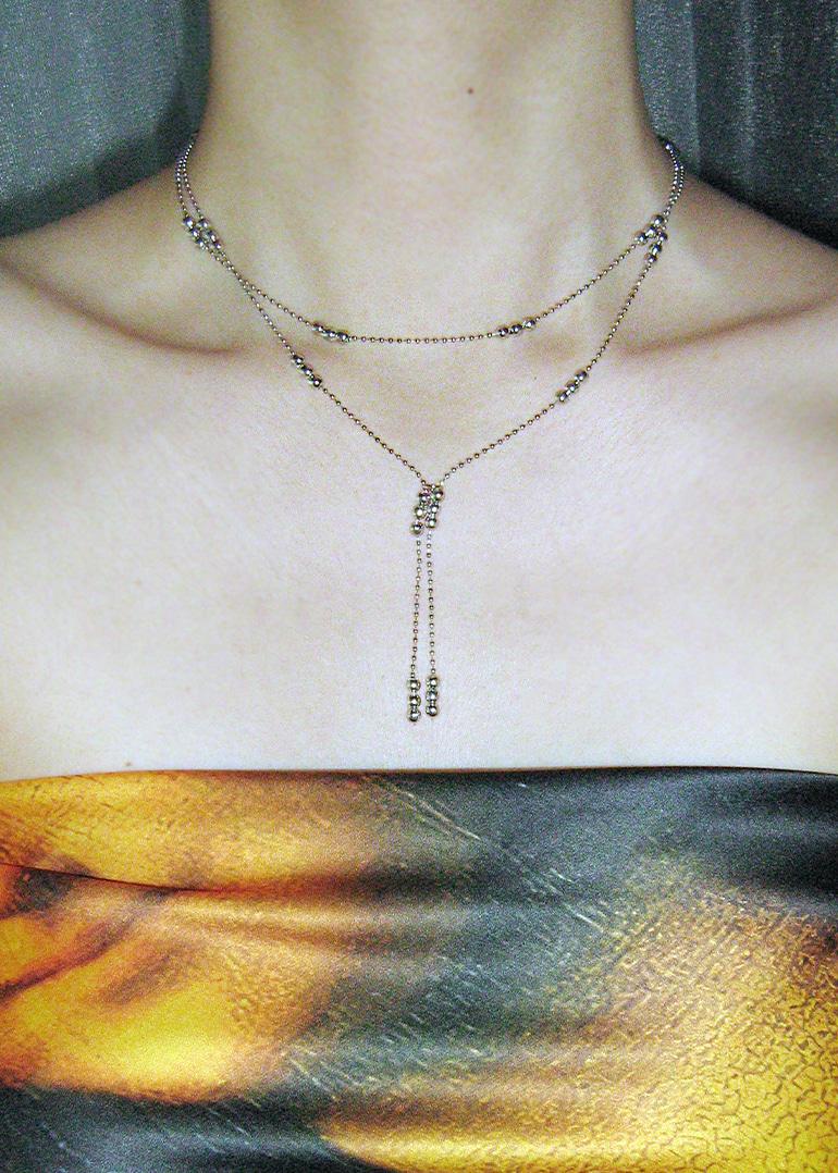 layered drop necklace | 레이어드 볼 드롭 목걸이