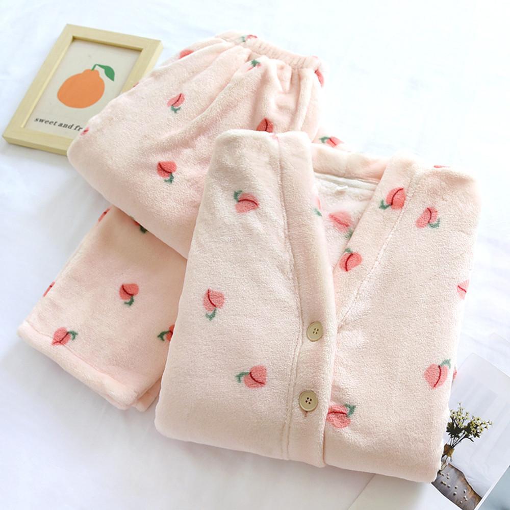 복숭아 가디건st 수면잠옷 극세사 겨울 파자마