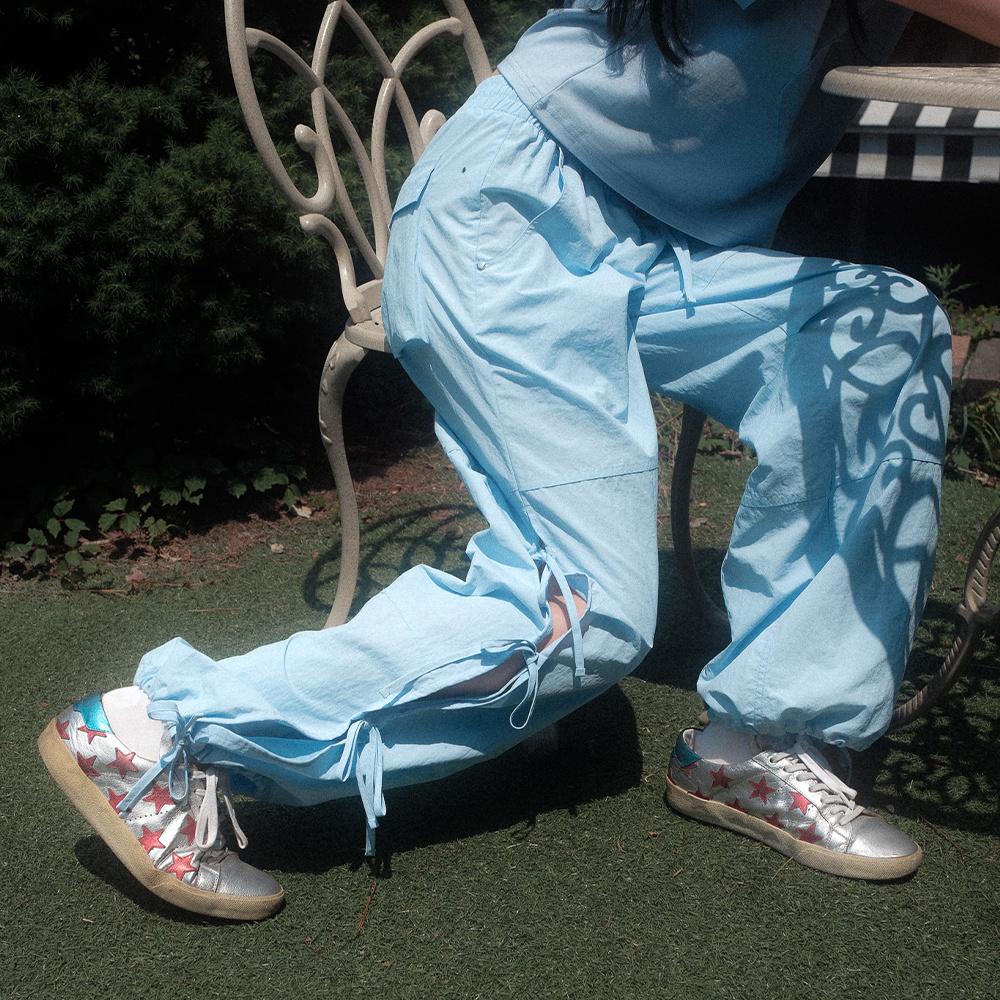 Knot ribbon pants - light blue