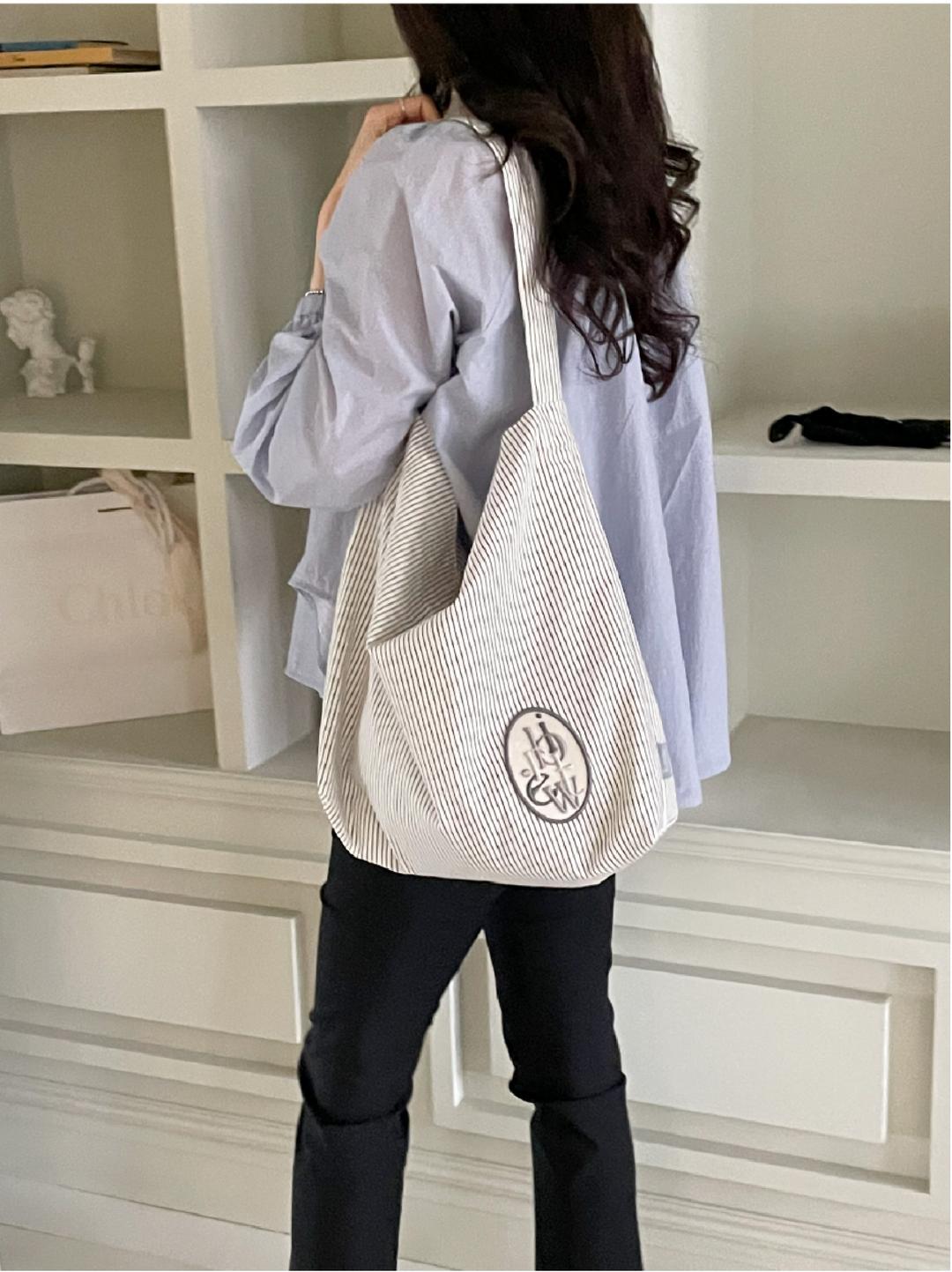 [브라잇] Stripe ecobag Gray 스트라이프 에코백 그레이