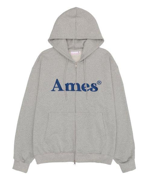 아메스 월드와이드(AMES-WORLDWIDE)  BASIC LOGO HOODIE ZIP UP GREY (AM2ESUM482A) - 사이즈 & 후기 | 무신사