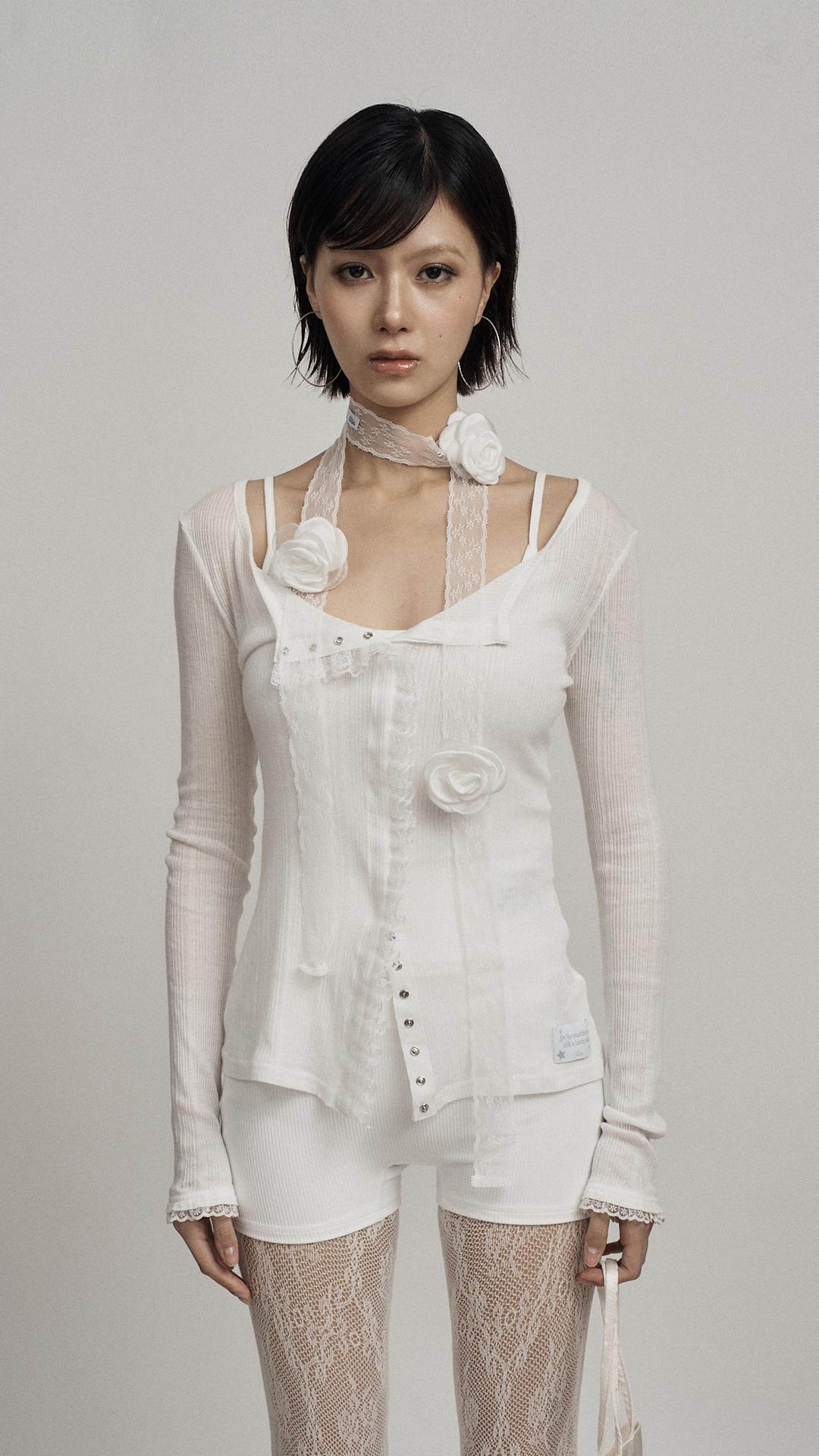 WHITELACE TRIM CARDIGAN