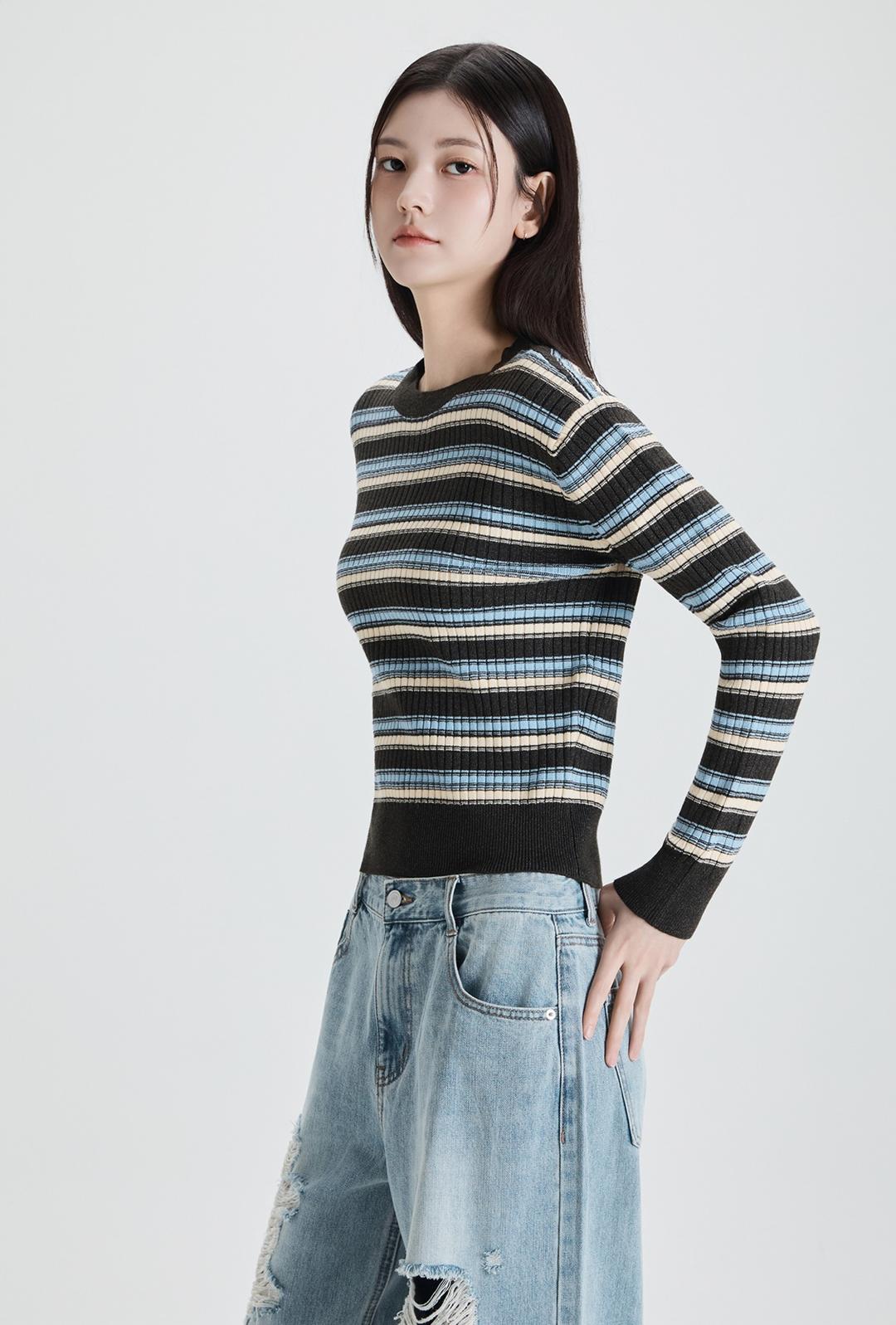 미쏘 멀티 스트라이프 풀오버_MIWKAFT43T