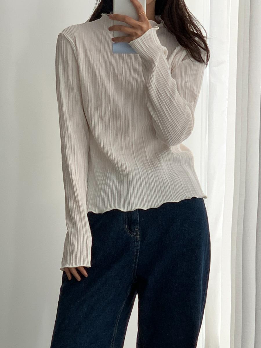 [vonru] wave pleat-T (2color)-(프리오더 주문 후 7-10일소요)