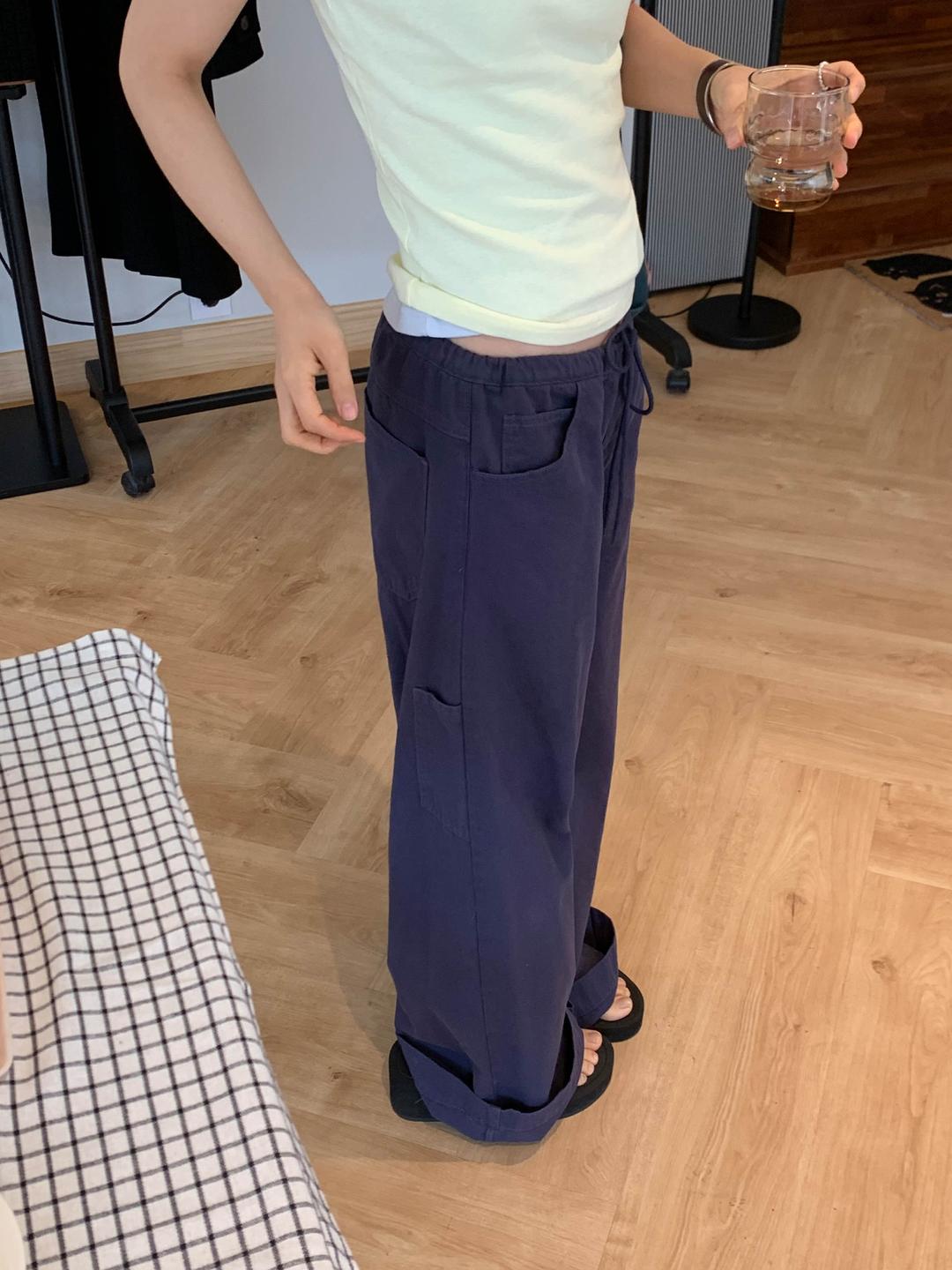 washing string pants (4color)