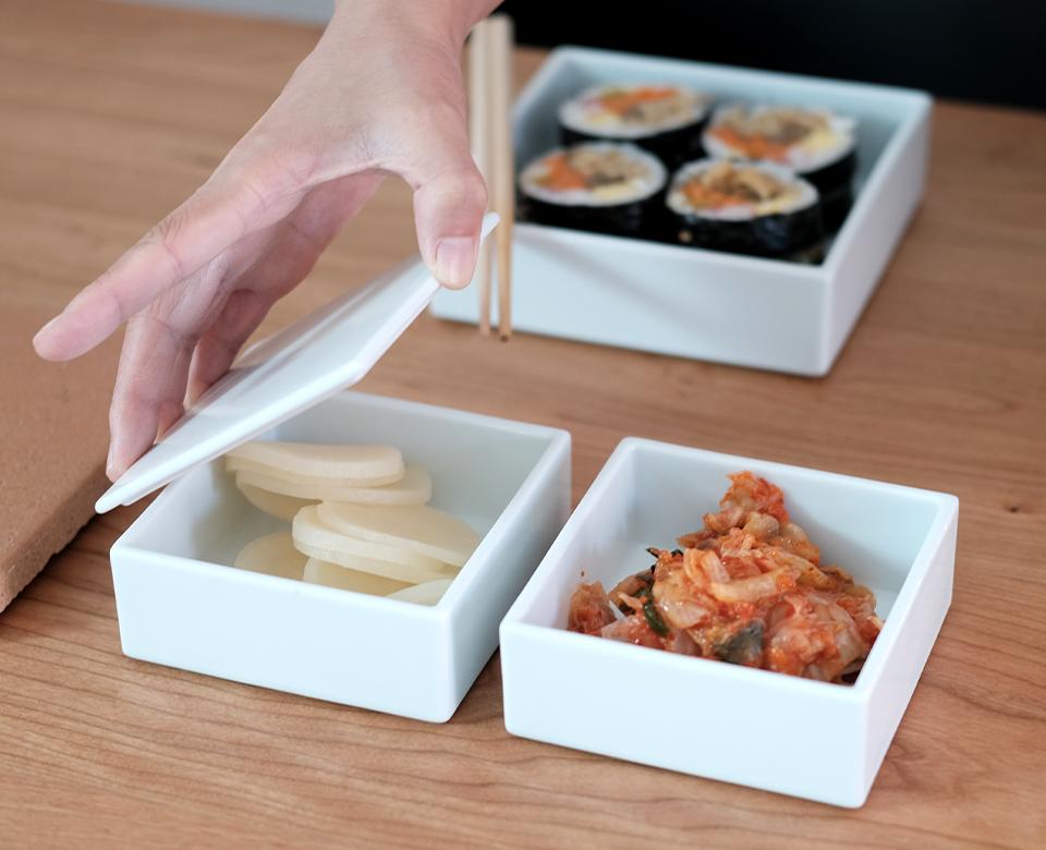 [호리에] 사각 백자 찬합 (3size)