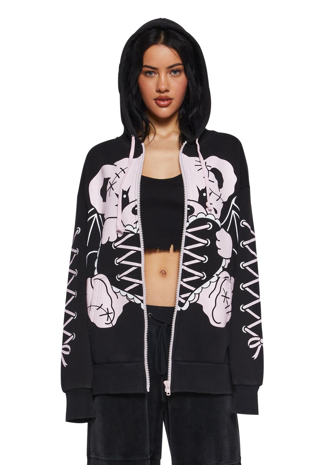 Bear-ly Merry Oversized Hoodie - BLACK / X-Small