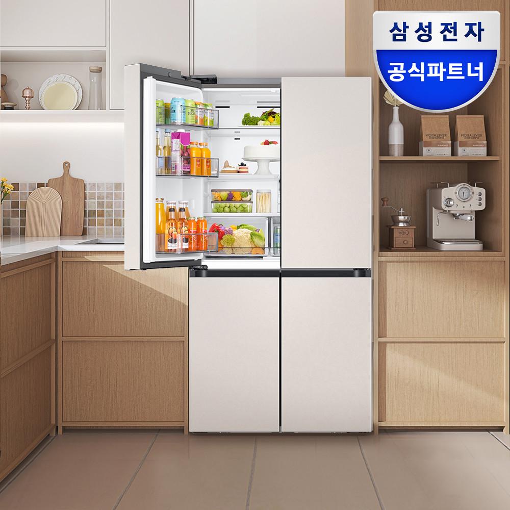 [최대혜택가138만원대]삼성전자 비스포크 4도어 RF90DG90124E 매트 크리미 베이지 냉장고 905L 에너지절감 900L 이상 대용량 국내생산