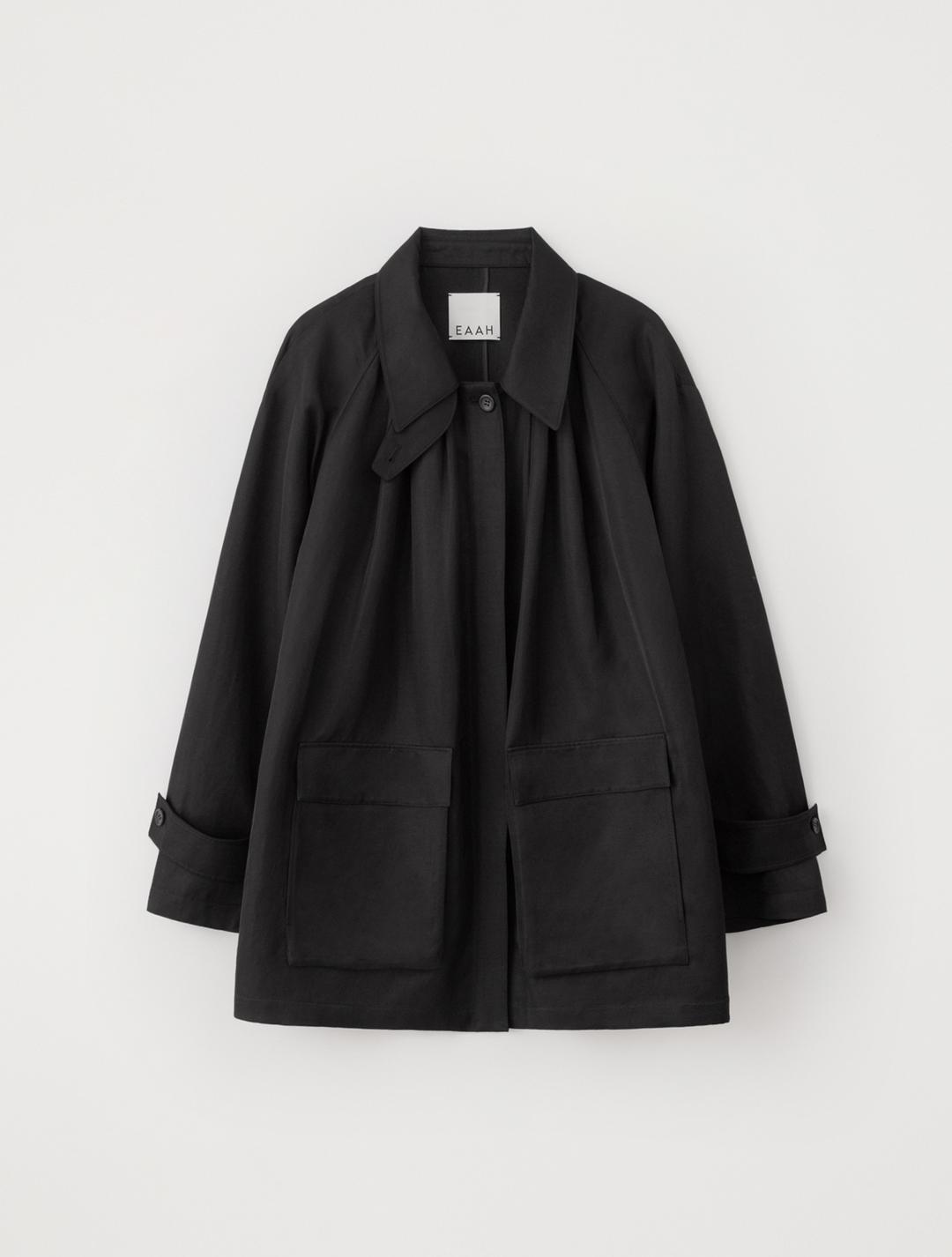 Linen Tuck Volume Jacket (Black)