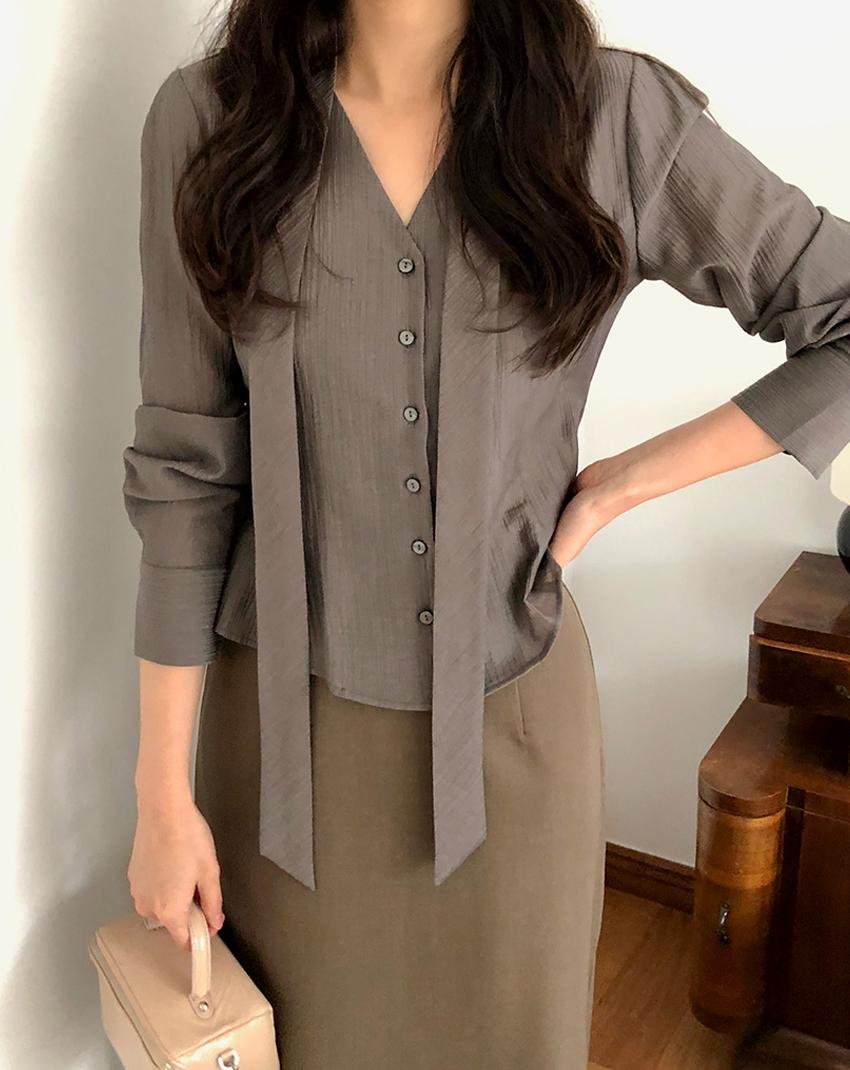 오디너리먼트 스완 타이 브이넥 블라우스 3color!