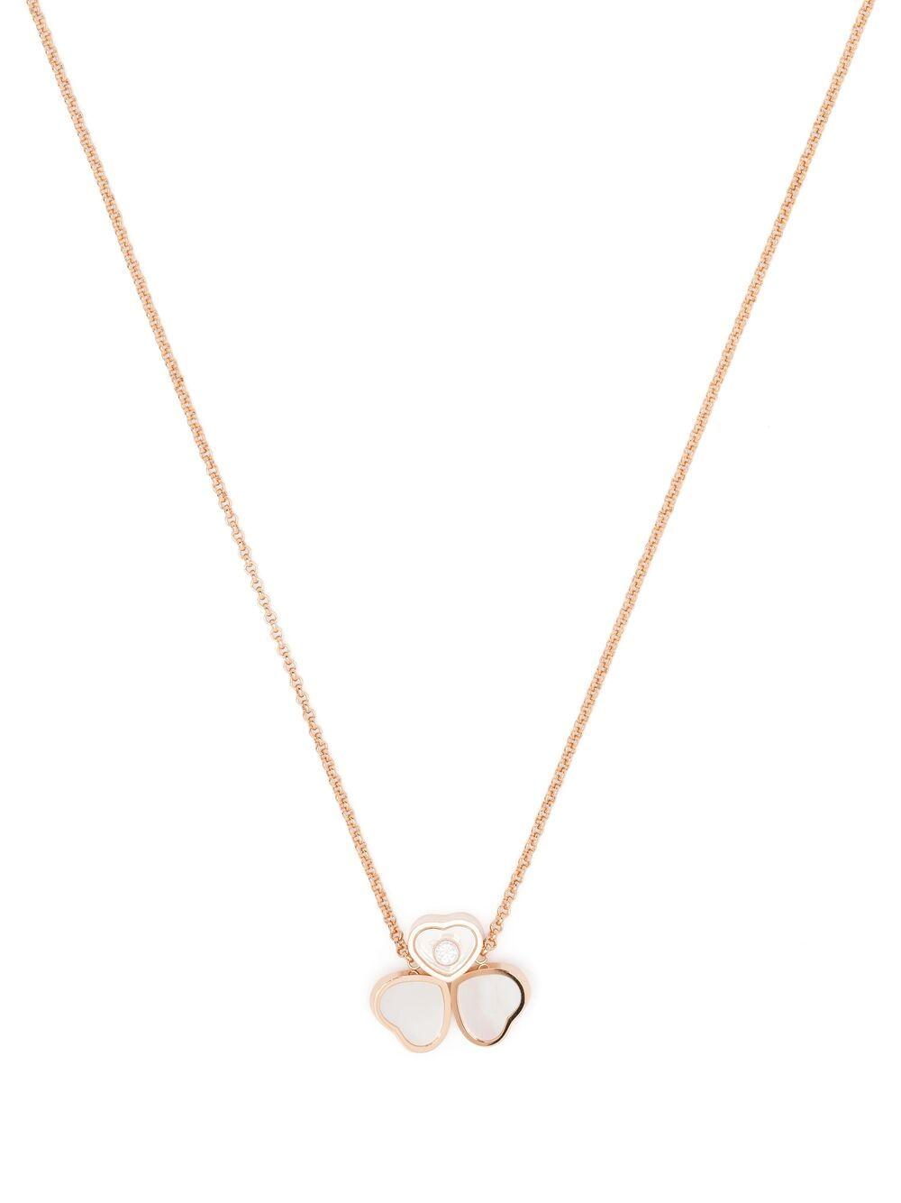 18kt rose gold Happy Hearts Wings diamond and mother-of-pearl pendant necklace