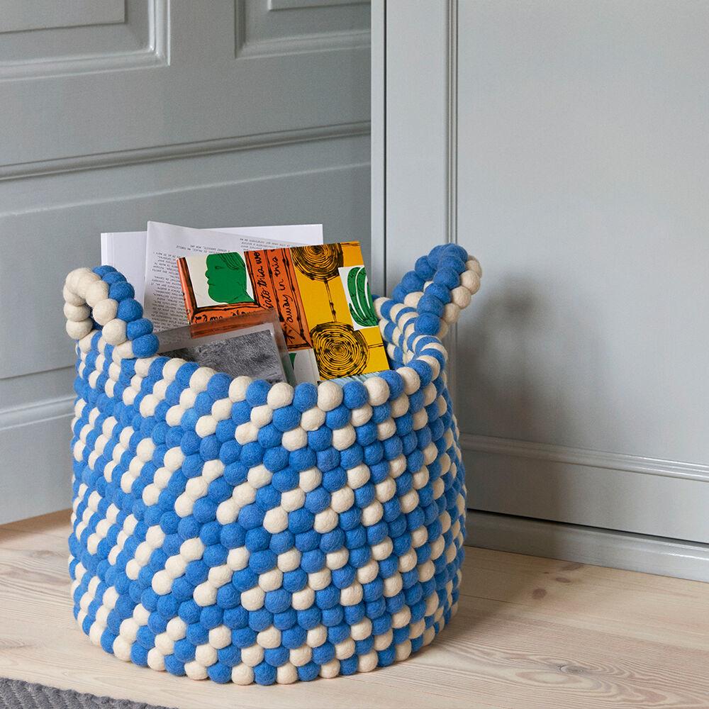 [HAY] Bead basket with handle, 블루 대쉬 (508459)