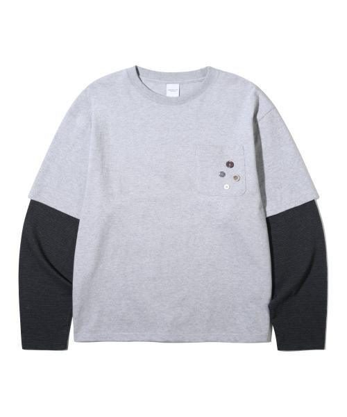 버튼 뱃지 레이어드 롱슬리브 (멜란지)