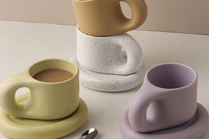 [해외]뭉툭 컬러풀 귀여운 머그컵 플레이트 세트