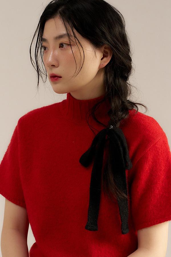 wool ribbon hair strap - black