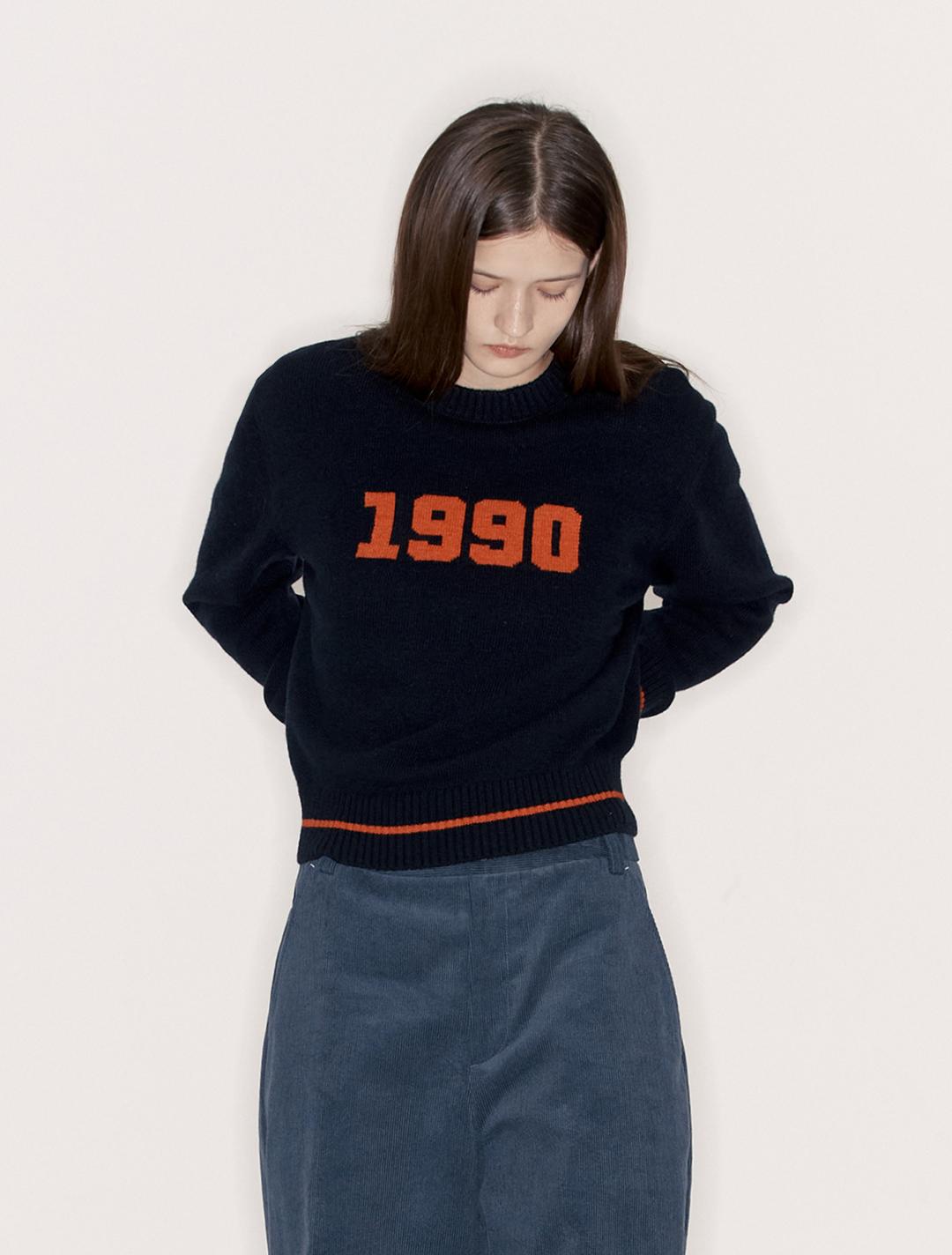 1990 캐시미어 크루넥 스웨터 (네이비)