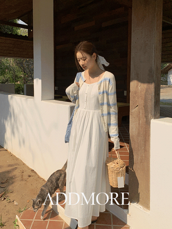 에드모어 [🌴레이어드원피스/나시원피스][에드모어] mop413 안젤라 핀턱 뷔스티에 코튼 롱원피스