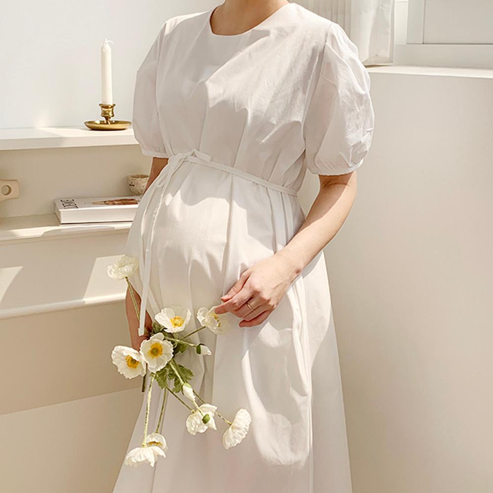 샬롯 퍼프 롱 임산부원피스 벌룬 소매 만삭촬영 봄 여름 임부복